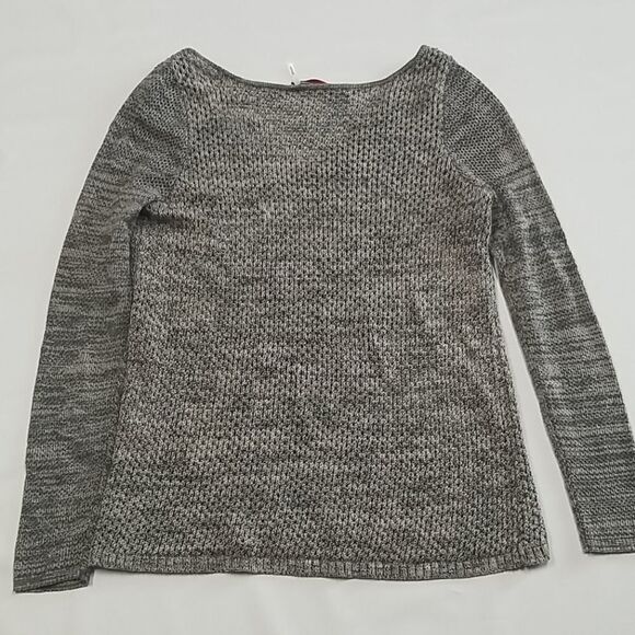 🎁5/$25 Left On Houston Sweater Womens Small Long Sleeve Grey Knit Open Neck - Picture 5 of 9